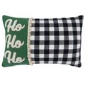 Saro Lifestyle SARO 1326.BW1218BC 12 x 18 in. Oblong Black & White Buffalo Plaid Ho Ho Ho Pillow Cover 1326.BW1218BC